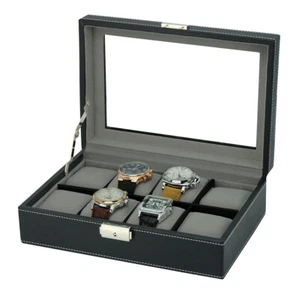 Oversized 8 Watch Display Leather Case Organizer Box Large Pillow Fit 65mm Watch - Picture 1 of 5