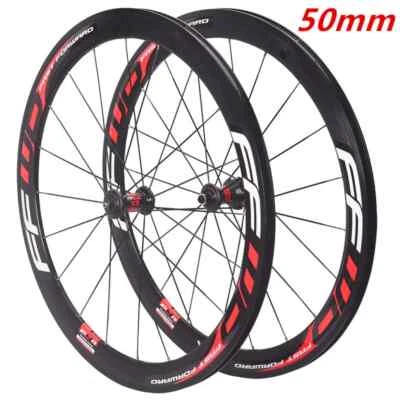 700C Bike Wheelset 30/40/50mm Deep 19mm QR Road Bicycle Rim Brake Alloy  Wheels - Image 1 of 4