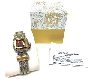 Charter Club Yellow Stone Flip Cover Two-Tone Bracelet Women's Watch - New! - Picture 1 of 5