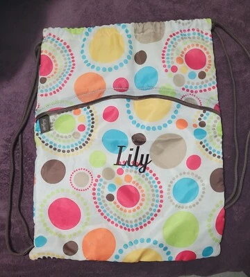 THIRTY ONE  Cinch Sac Bag ~ Drawstring Backpack ~ Lily Monogram  - Image 1 of 4