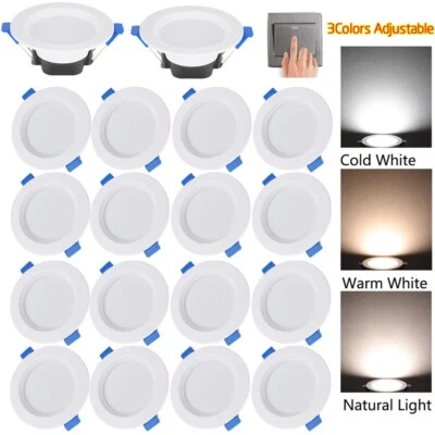 20PC 7W 3-Color Dimmable Recessed LED Ceiling Panel Light Downlight with Driver - Image 1 of 4