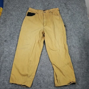 Boom X Carpenter Jeans Mens 36x32 (34x27) Distressed Hemmed Tan Baggy Wide Leg - Picture 1 of 14