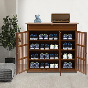 4-Tiers Natural Bamboo Shoe Storage Cabinet 25 Pairs Modern Storager 100*33*99cm - Picture 1 of 15