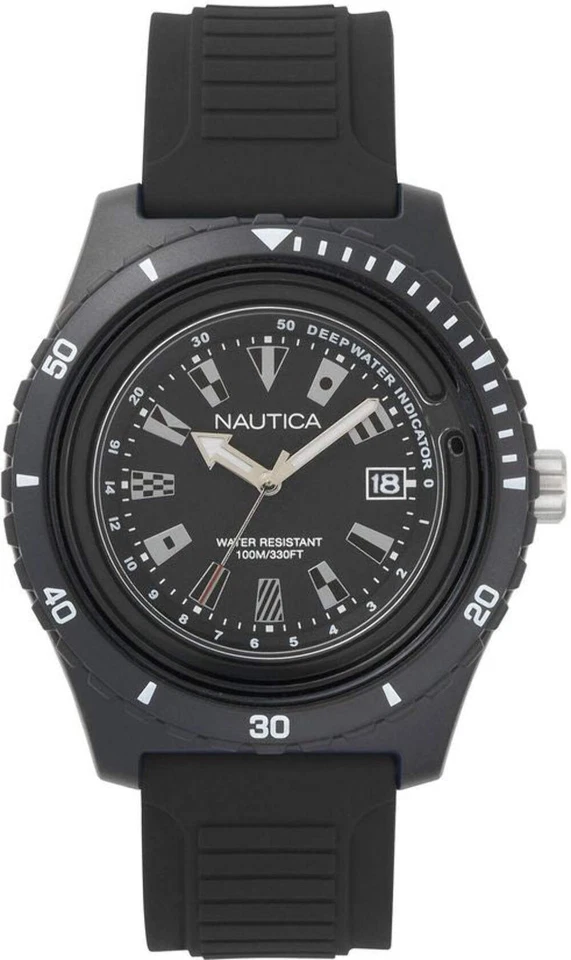 Nautica Men's IBIZA NAPIBZ007 Black Silicone Quartz Sport Watch