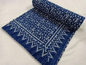 Indigodruck indischer Quilt Queen-Size Bettwäsche handgefertigte Baumwolle Bettbezug für zu Hause - Bild 1 von 4