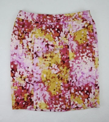 Falda lápiz para mujer Ann Taylor LOFT talla 2 estampado rosa y amarillo Foto 1 de 4