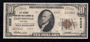 Gloversville, New York, Ch #9305, $10.00, 1929 T-2, Very Fine, 79 Reported! - Picture 1 of 2