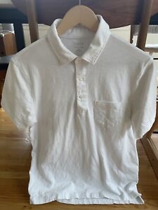 J Crew Polo Men's M Garment-Dyed Cotton Polo Shirt Pocket Polo White Medium