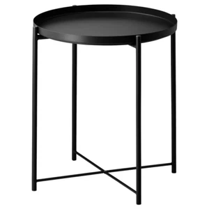 IKEA GLADOM Tabletttisch schwarz Ø45 x 53cm Beistelltisch Möbel Büro Couchtisch - Bild 1 von 3