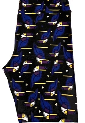 LuLaRoe Tall And Curvy 12-18 Legging Black Blue Purple Yellow Parrot Toucan Bird - Image 1 of 2