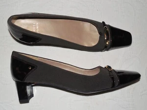 STUART WEITZMAN Brown Fabric and Tortoise Shell Trim Heels Pumps - 8  AA - NEW - Picture 1 of 4