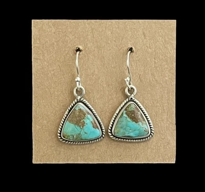 Новые серьги-подвески из стерлингового серебра с бирюзой ремесленника - Изображение 1 из 4