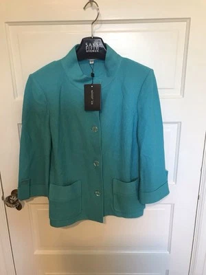 St John Knits Antigua Sweater Jacket Pockets Wool Size 14 USA NWT Vintage - Image 1 of 4