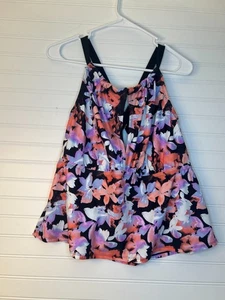 TIME AND TRU Women's 1X 16W-18W Black Floral Halter Style Swim Tankini Top - Picture 1 of 7