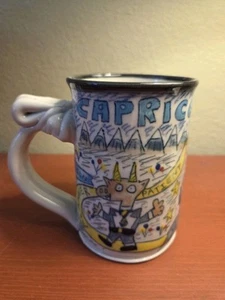 Tom Edwards Signed Pottery Ceramic Coffee Mug Cup Wallyware Capricorn Handmade - Picture 1 of 9