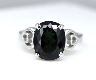 4 GM Natural Green Tourmaline Solid 925 Sterling Silver Charm Ring Precious Gift - Image 1 of 4