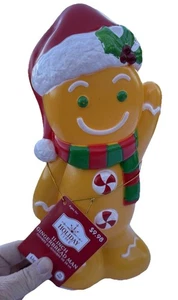 Gingerbread Man Figurine Blow Mold Lighted Battery WORKS! ~11 Inch Height NOV25 - Picture 1 of 7