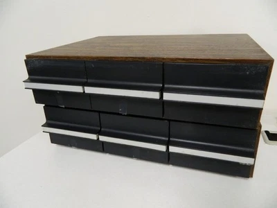 Lot of 2 Vintage 3 Drawer 36 Cassette Tape Storage Case Faux Wood 72 tapes total - Image 1 of 4