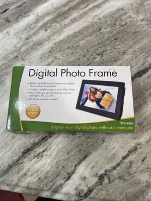 Marco de fotos digital negro Alco Electronics 8" pantalla LCD SD, XD, MS tarjetas Nuevo en caja Foto 1 de 3