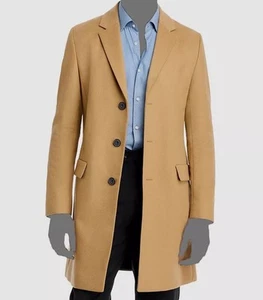 $495 Hugo Boss Men’s Migor Slim Fit Virgin Wool-Cashmere Overcoat Beige Size 40R - Picture 1 of 8