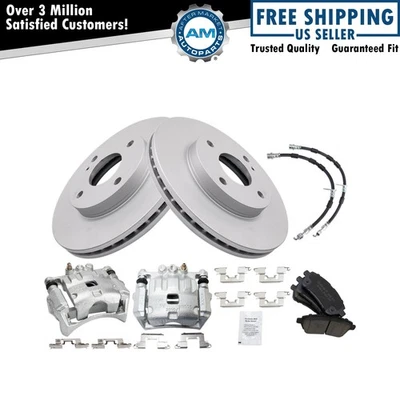 Kit de pastillas de freno delanteras y rotor premium con recubrimiento en G de cerámica para Ford Fiesta 2014-2018 Foto 1 de 4