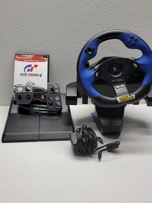 Logitech PS2 Driving Force Wheel Pedals + Gran Turismo 4 Tested Working Bundle - Image 1 of 4
