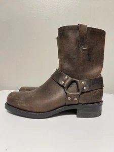 Frye 87400 Brown Leather Harness Motorcycle Riding Boots Square Toe Men’s US 9 M - Picture 1 of 11