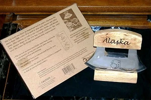 Alaskan ULU Knife & Wood Display Stand 5" Blade 1990's Arctic Circle W/Packaging - Picture 1 of 12