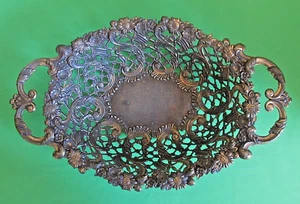 Solid Cast Brass Filigree Vintage Bowl, Ornate Basket, Made in Italy Beautiful - Picture 1 of 11