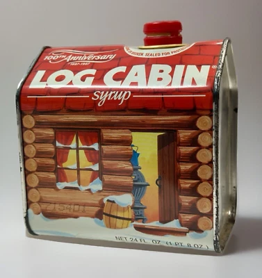 Vtg 1987 Red Log Cabin Maple Syrup Tin Can 100th Anniversary General Foods - Image 1 of 4