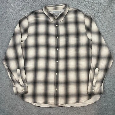 Camisa Vince Para Hombres 2XL Sombra Cuadros Doble Capa Tejido Botones Gasa Algodón Foto 1 de 4