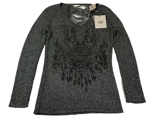 Suéter Harley Davidson Para Mujer S Gris Espalda Abierta Logo Motociclista Punk Nuevo Con Etiquetas - Imagen 1 de 13