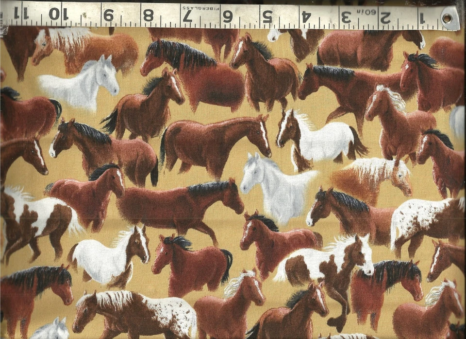 Quilting Treasures ~ Sundance Horses Pinto Gray 100% Cotton Quilt Fabric Remnant - Image 1 of 1