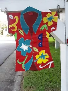 Red Hawaiian Shirt Garden / Mailbox Flag Nylon Sleeved 13"x18" Unique - Picture 1 of 2