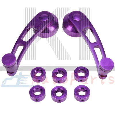 Par de perillas de aluminio con mango de manivela de vidrio de bobinadora de ventana púrpura de metal universal Foto 1 de 4