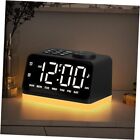 Digital Alarm Clock with FM Radio for Bedroom, 8 Colors Night Light with Black