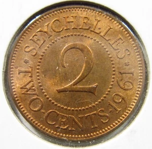 Seychellen · 2 Cents · 1961 · Stempelglanz Elizabeth II h7512 Weltmünze - Bild 1 von 2