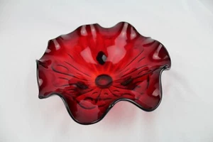 Vintage Fenton 1933 Ruby Red 3-Toed Wavy Bowl 7 1/2" - Picture 1 of 3
