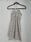 Pull And Bear Off White And Black  Stripe Crochet Halterneck Bodycon Dress Size