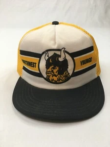Northwest Vikings Hat Stripe Trucker Cap Gold Black White - Made In USA VINTAGE - Picture 1 of 11