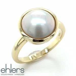 Damenring Mabeperle Gold 585er Gelbgold 14kt Blisterperle Damen Finger 1166 - Bild 1 von 12