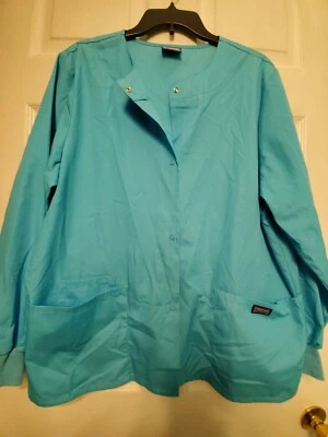 Cherokee scrub jacket Size M-Turquoise Snap Front-Chest 24"/L 29" - Image 1 of 4