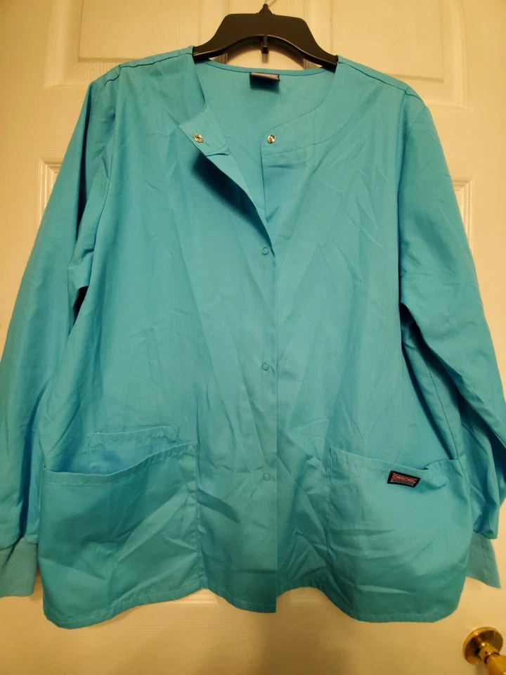 Cherokee scrub jacket Size M-Turquoise Snap Front-Chest 24"/L 29" - Image 1 of 4