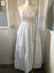 Laura Ashley Vintage Made In Carno Wales White Strapless Dress Small Size 14 - Picture 1 of 22