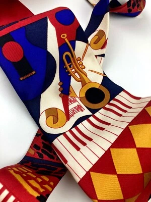 ICEBERG VINTAGE AÑOS 90 INSTRUMENTOS MUSICALES ARTE POP CORBATA PIANO TROMPETA TAMBOR ITALIA Foto 1 de 4