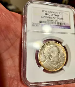 FAI UN'OFFERTA! 1936 ROBINSON ARKANSAS AR MEZZO DOLLARO COMMEMORATIVO NGC MS 60 UNC - Foto 1 di 8