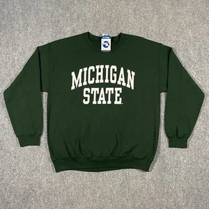 Michigan State University Spartans Sudadera Adulto Grande L Verde Cuello Redondo MSU - Imagen 1 de 16