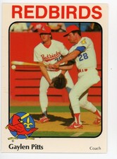 1984 Riley's #2 GAYLEN PITTS COACH Rookie Card RC LOUISVILLE REDBIRDS CARDINALS