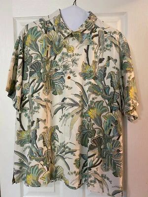 Camisa Tommy Bahama Para Hombre XL Abotonada Manga Corta Floral 100% Seda Foto 1 de 3