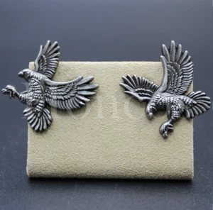 Hunting Flying Eagle Custom Made Cufflinks Vintage Wildlife Jewelry Gift Silver - Picture 1 of 4